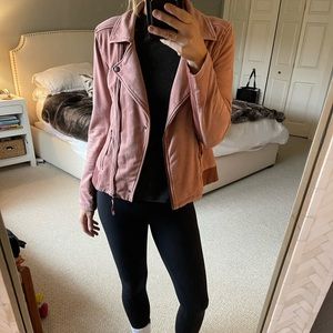 Anthropologie pink suede moto jacket